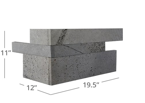 Norstone Planc Series Large Format Tile Diagram with measurements showing alternating overlap outside corner example